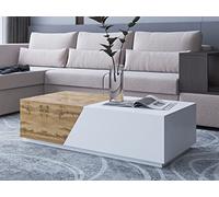 Bestmobilier - Table Basse Pitt Rectangulaire en Bois Blanc avec Rangement Coffre - Salon Industriel/Vintage/Rétro