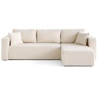 Bestmobilier - Topaze - canapé d'angle déhoussable réversible 4 Places en Tissu Bouclette, Beige