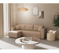 Bestmobilier - Topaze - canapé d'angle réversible 4 Places Convertible avec Coffre en Simili, Beige