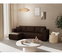 Topaze - canapé d'angle réversible 4 places convertible avec coffre en simili - Marron