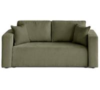 Topaze - canapé droit 2 places en velours côtelé plat - Vert Vert