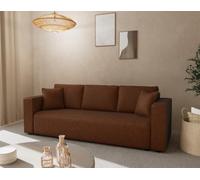 Best Mobilier - Topaze - canapé Droit 3 Places Convertible avec Coffre en Simili, Cognac