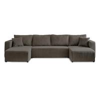 BestMobilier Topaze - canapé panoramique en U - 7 Places - Convertible avec Coffre - en Velours côtelé
