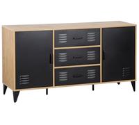 Bestmobilier - Tribeca - Buffet Bas - Effet Bois et métal Noir - 140 cm, Bois/Noir