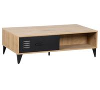 Bestmobilier - Tribeca - Table Basse - Effet Bois et métal Noir - 110 cm, Bois/Noir