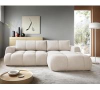 Bestmobilier - Yulin - Canapé d'angle Droit 4 Places Convertible avec Coffre en Tissu Bouclette, Beige