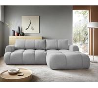 Bestmobilier - Yulin - Canapé d'angle Droit 4 Places Convertible avec Coffre en Tissu Bouclette, Gris Clair