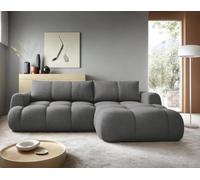Bestmobilier - Yulin - Canapé d'angle Droit 4 Places Convertible avec Coffre en Tissu Bouclette, Gris foncé