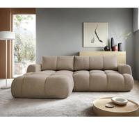 Bestmobilier - Yulin - Canapé d'angle Gauche 4 Places Convertible avec Coffre en Tissu Bouclette, Marron