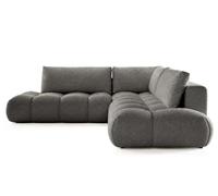 Bestmobilier - Yulin - Canapé d'angle L 5 Places Convertible avec Coffre en Tissu Bouclette, Gris