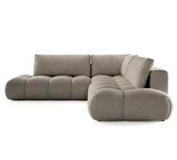 Bestmobilier - Yulin - Canapé d'angle L 5 Places Convertible avec Coffre en Tissu Bouclette, Taupe