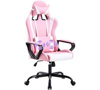 BestOffice Massage bureau ergonomique dossier haut PU cuir executive rolling réglable Racing ordinateur support lombaire appuie-tête chaise pivotante Task Rose