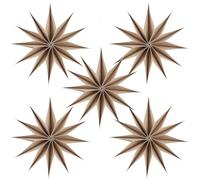 BestoFun 5 pièces Étoiles en papier de Noël 30 cm Marron 12 branches Étoiles en papier pliables avec fermeture Velcro à suspendre Décoration de Noël naturelle pour décoration de table de Noël, chambre