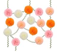 BestoFun Lot de 16 pompons en papier de soie orange et rose, guirlandes de fleurs en papier beige, décoration pour mariage, bal de fin d'année, fête de baptême, anniversaire, fête de jardin
