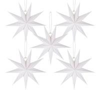 BestoFun Lot de 5 étoiles en papier de Noël - 30 cm - Blanc - Étoiles pliantes à suspendre - Décoration de table pour Noël, chambre, mariage, anniversaire