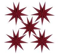 BestoFun Lot de 5 étoiles en papier rouge vin pour décoration de table de Noël, chambre de mariage, etc