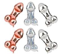 BestoFun Lot de 6 ballons en aluminium pour enterrement de vie de jeune fille - Ballons amusants en forme de pénis pour fête de fiançailles (couleur laser, or rose, argent)
