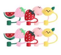 BESTOMZ 10pièces Bouchons de Paille Silicone Forme Fruitée Couvre-paille Réutilisable Anti-poussière Décor pour Pailles Lavables et Réutilisables
