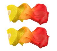 BESTOMZ 2 Pièces Éventail de Danse Long en Bois et Soie Artificielle Design Flammes Dégradées, Pliable et Artistique pour Scène et Danse Orientale Adultes et Garçon et Filles