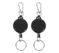 BESTOMZ 2 Pièces Porte-clés Rétractable Mousqueton, Câble Extensible 50cm | Fixation Ceinture ou Poche, Système Anti-perte, Rappel Souple sans Nœuds, pour Anneaux, Clés, USB et Accès Professionnel