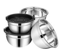 BESTOMZ 4pièces Bols Acier Inoxydable avec Couvercles Noirs Capacités Lot de Récipients Polyvalents pour Mélanger Cuisiner et Pâtisser Design Empilable et Antidérapant