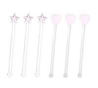 BESTOMZ 6pcs Bâtonnets Mélangeurs à Vin en Verre Rose, Multi-Fonctionnels et Pratiques, Légers et Stylés, pour Accessoires Cocktail et Déco Bar Réutilisable