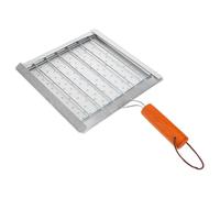 BESTOMZ Acier Inoxydable Grille De Barbecue avec Poignée en Bois Compacte | Plateau Perforé Multifonction, Résistant à Haute Température, pour Cuisson au Feu de Camp et Cuisson au Four
