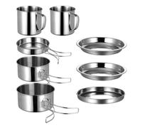 BESTOMZ Acier Inoxydable Kit Cuisine de Camping Portable | Paquet de Rangement, Léger et Multifonction, pour Campeurs en Voiture, Randonnée, Réchauds et Brûleurs