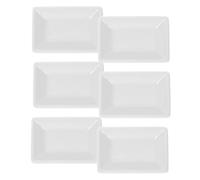 BESTOMZ Assiettes Céramique Blanches Rectangulaires pour Usage Quotidien et Rassemblements Style Japonerie Simple Lot de 6 Résistantes aux Taches Chocs pour Sauce et Réutilisable