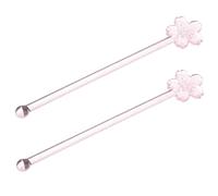 BESTOMZ Bâtonnets Mélangeurs en Verre Rose pour Mélanger Boissons et Jus Style 2 Pièces Accessoires Décoratifs pour Cocktails et Café Réutilisable