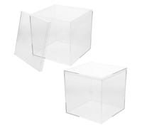 BESTOMZ Boîte à Bonbons de Mariage Élégante en Plastique Transparent, Lot de 2 Cubes Carrés avec Couvercles, Protection Solide et Gain de Place pour Fêtes et Célébrations