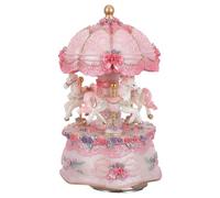 BESTOMZ Boîte à Musique Carrousel Cheval Vintage avec Lumière LED Colorée et Mécanisme à Remontoir, Décoration Élégante en Résine pour Anniversaire et Table de Fête