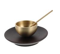 BESTOMZ Bol Chantant Bouddhiste en Métal Jaune Mini avec Maillet et Socle Ensemble Portable de Bols Sonores pour Contemplation Relaxation et Thérapie Sonore Yoga et Équilibre des Chakras