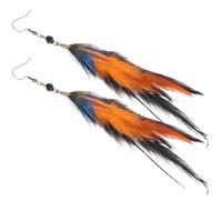 BESTOMZ Boucles d'Oreilles Ethniques Pendantes Plumage Naturelles Perles Cristal pour Femmes Style Hippie Bohèmes Décontractées