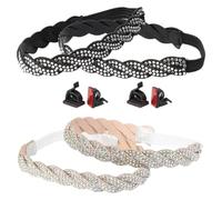 BESTOMZ Brides Élastiques Amovibles pour Talons Hauts Strass, Lacets Tressés en Pu, Accessoires Décoratifs Antidérapants, Lot de 4 Pièces pour Chaussures Féminines