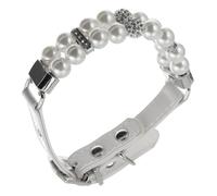 BESTOMZ Collier pour Chien à Perles pour Petites Races, Confortable et Élégant en PU Blanc, pour Divers Événements et Anniversaires