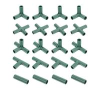 BESTOMZ Connecteurs pour Piquets de Jardin 16 Mm Lot de 20 Pièces Raccords Double, Triple et Quadruple pour Armature de Serrage, Accessoires de Jardinage Résistants et Légers, Support