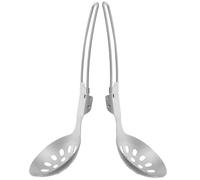 BESTOMZ Cuillères Passoire Pliables Compactes et Légères Lot de 2 en Acier Inoxydable Argenté Économisant de L'espace pour Camping Cuisine en Plein Air