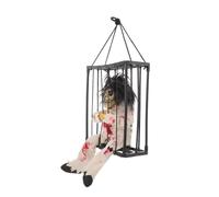 BESTOMZ Décoration Éclairage Électrique et Son Halloween Fantôme Suspendu Cage en Plastique et Tissu pour Jardin et Réunions de Famille Effrayantes