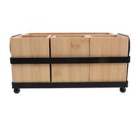 BESTOMZ Distributeur D’assiettes en Bois et Fer, 4 Compartiments