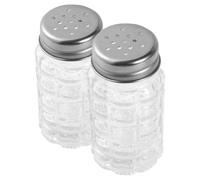 BESTOMZ Distributeur de Sel Poivre en Verre Cylindrique 2pcs, Bouteilles D'assaisonnement Réutilisables en Acier Inoxydable, Faciles à Saupoudrer Cuisine