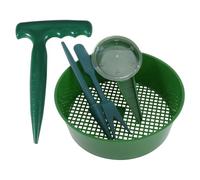 BESTOMZ Ensemble D'outils de Jardinage 5 Pièces Vert en Plastique, Comprenant Dibber, Disperseur de Semences, Transplanteur, Outil Pratique et Réutilisable pour Jardin