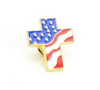 BESTOMZ Épinglette Drapeau Américaine en Alliage de Zinc, Forme Croix, Lot de 4 Pièces, Décoration Créative pour Anniversaire ou Shower