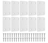 BESTOMZ Équerres Plates avec Vis Lot de 10 Argenté en Acier Inoxydable Plaques Métalliques Stables Supports Angle Droit pour Réparation et Fixation Meubles pour Usages Variés