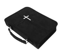 BESTOMZ Étui de Bible en Cuir Pu Vintage Noir avec Fermeture Éclair Sécurisée, Poignée Renforcée, Compartiments Multiples pour Étude Biblique et Protection des Écritures