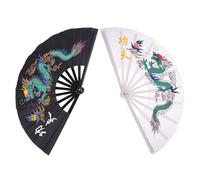 BESTOMZ Éventails Pliants de Kung-fu en Plastique Léger 2pcs Motif Dragon Spectaculaire pour Danse et Arts Martiaux sur Scène