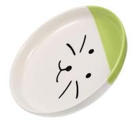 BESTOMZ Gamelle en Céramique Peu Profonde pour Chaton, Plat Large Vert Motif Visage de Chat, Bol Réutilisable pour Nourrir Chats, Alimentation Humide et Viande Crue, Facile à Nettoyer,