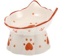 BESTOMZ Gamelle Surélevée en Céramique pour Chat Bol Double Anti-Renversement et Fond Stable, Protection du Cou, pour L'alimentation et l'eau des Animaux Domestiques