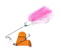 BESTOMZ Leurre de Surface Rose 22g Modèle 2 Hameçon et Émerillon | Jupe en Silicone Élastique, Corps Métal Tressé à Main, Pêche du Bord Bateau, pour Carnassiers