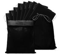 BESTOMZ Lot de 10 Paquet Noirs en Flanelle à Cordon de Serrage 30x40 Cm Multi-usages pour Rangement Portable Présents et Occasions Diverses